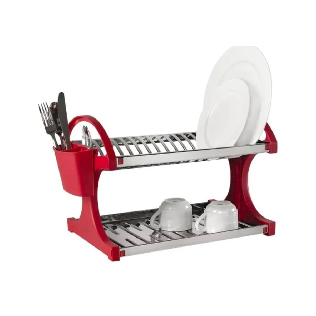 Secaplatos inox 16 platos rojo