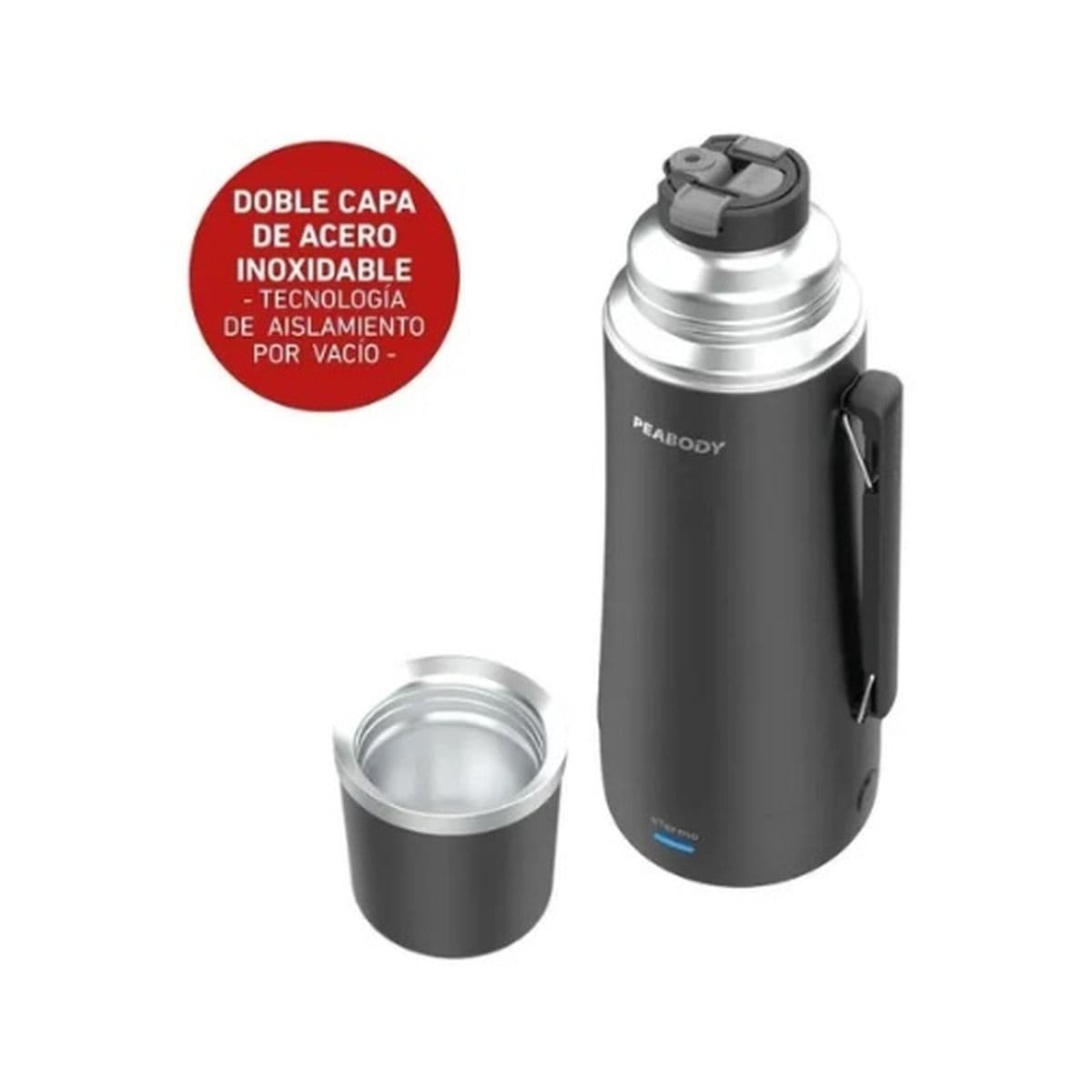 Termo 1 litro Peabody electrico negro