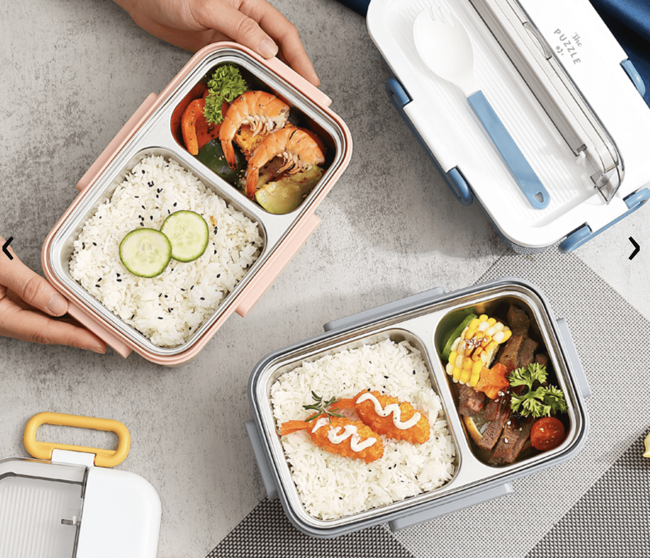 Lunchera interior acero con divisiones varios colores