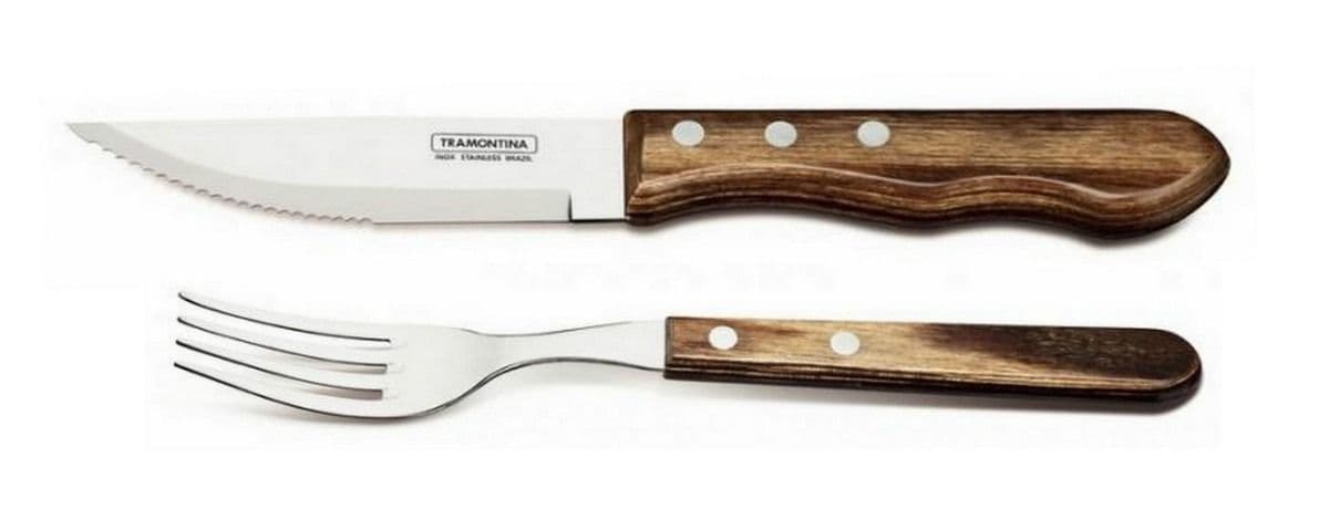 Cuchillon y tenedor Jumbo Nogal